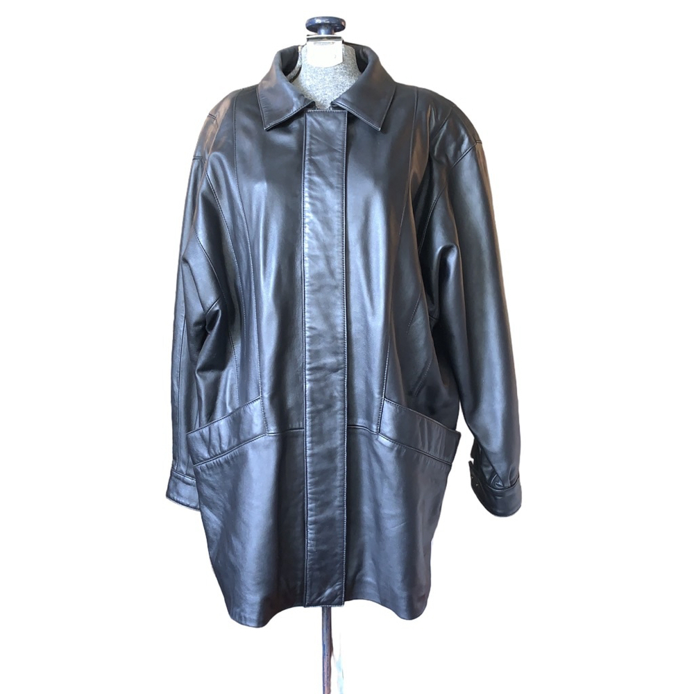 Women's New Trend Black Leather Jacket L